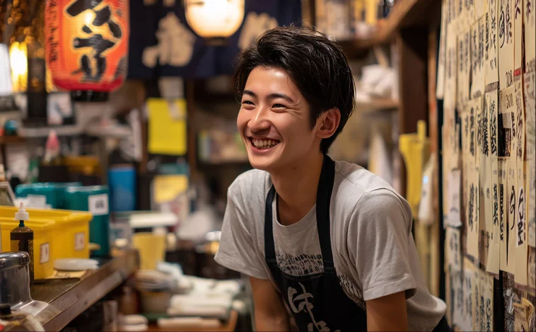 居酒屋でアルバイトする学生